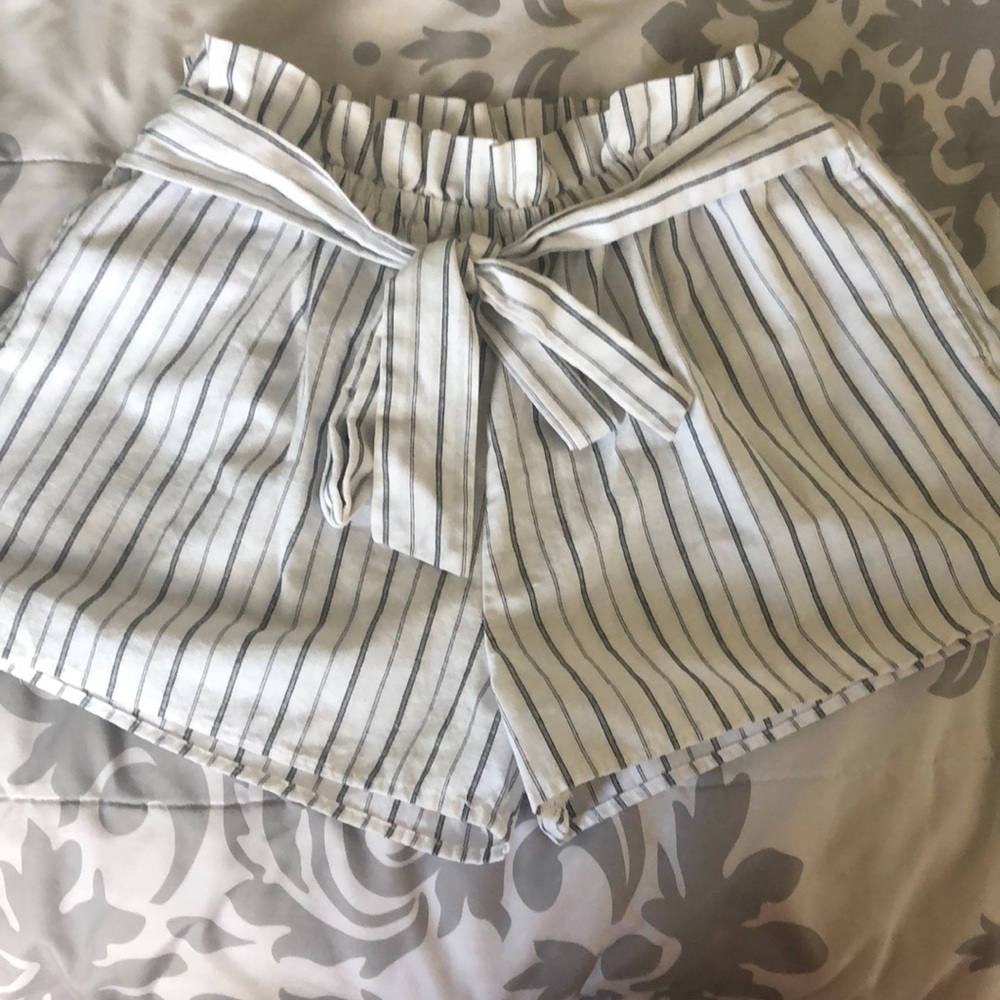 Black and white striped shorts